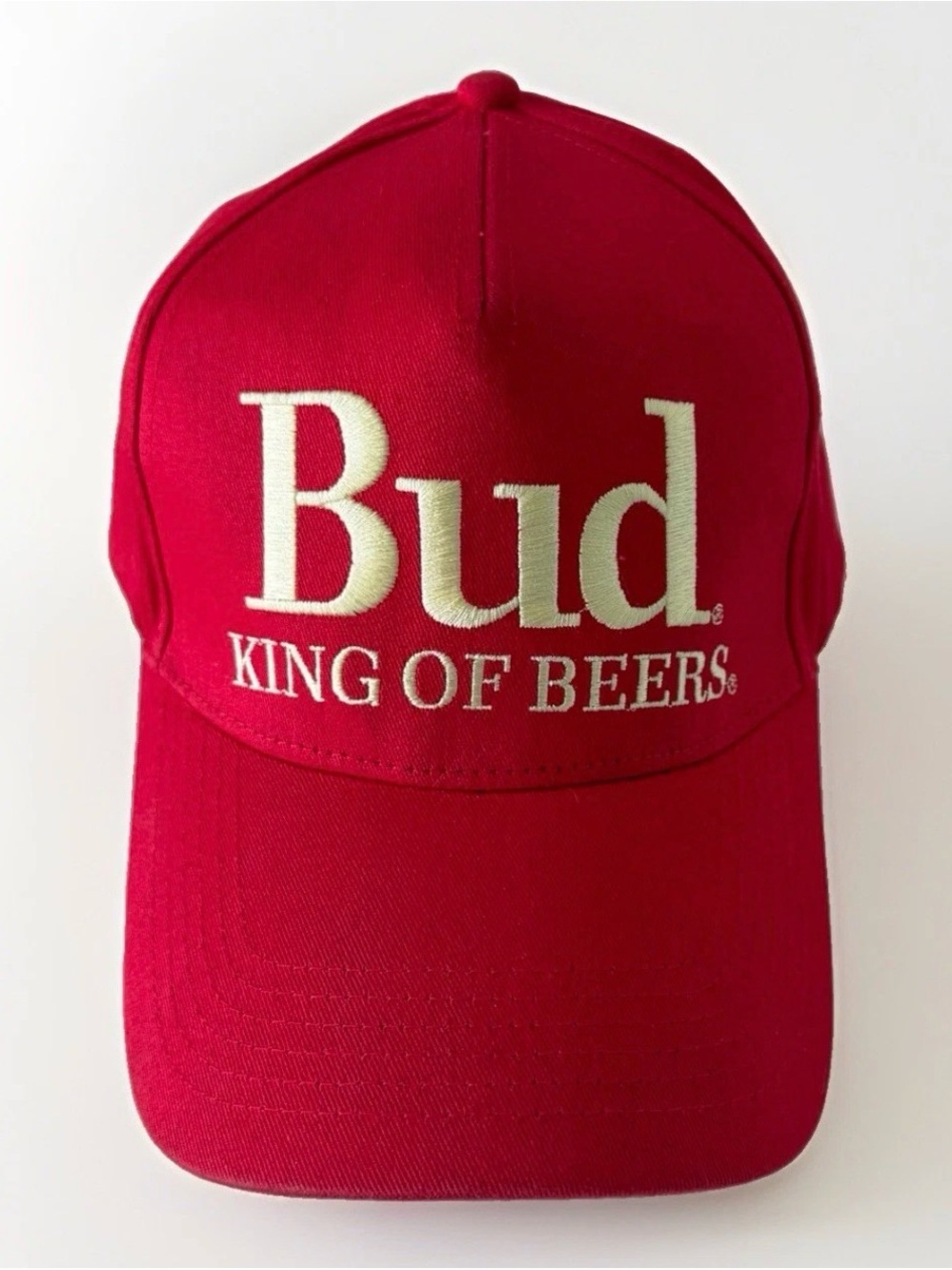 Pacsun Collab Bud King of Beers Red Hat Snapback Cap One Size Y2K Breweriana